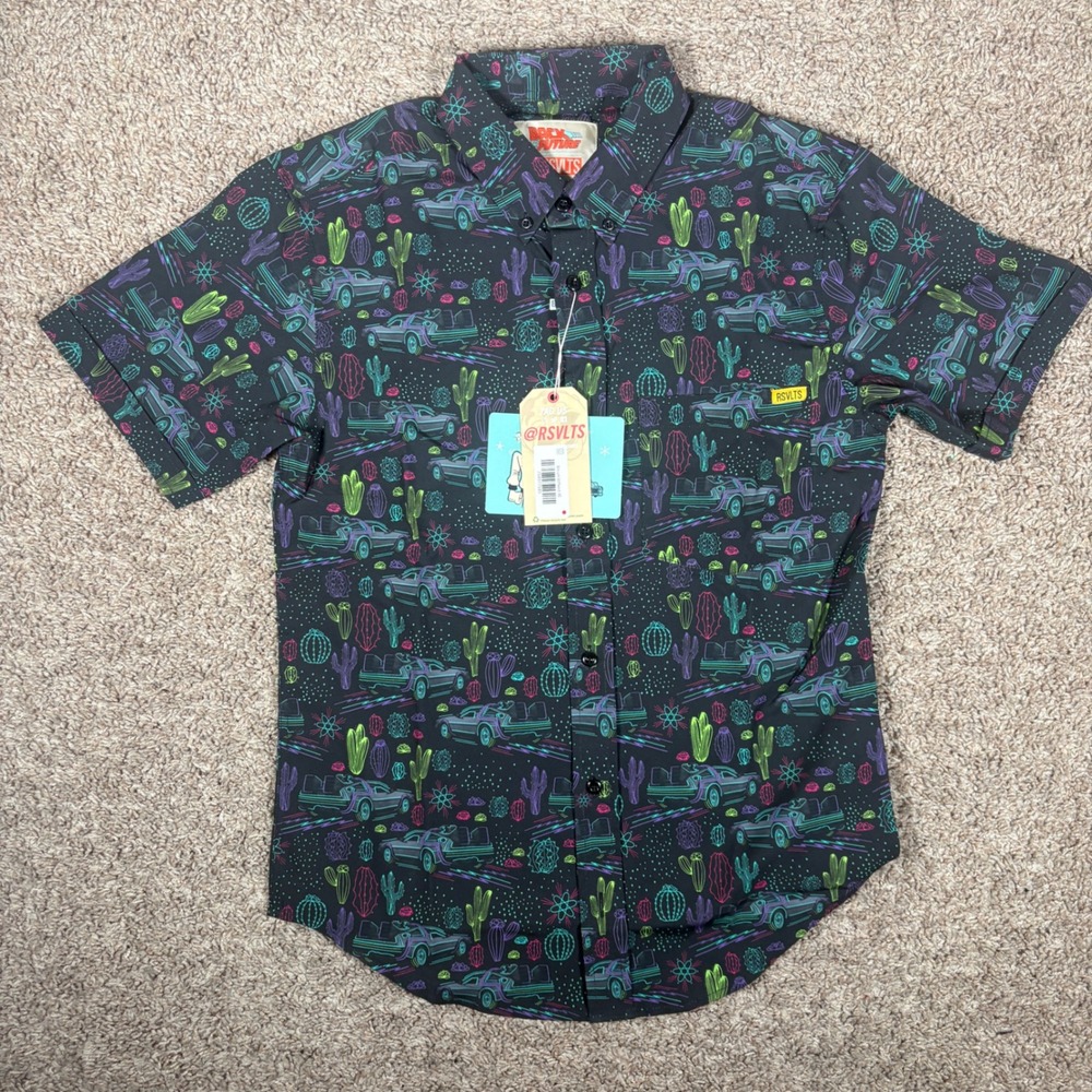 RSVLTS Back to the Future DeLorean Neon Cactus Kunuflex Shirt Mens XS NEW